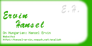 ervin hansel business card